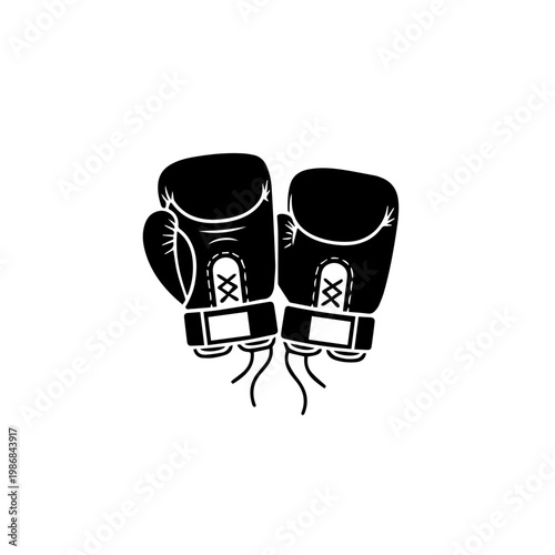 A pair of black boxing gloves with white laces