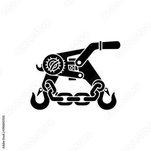 A black and white image of a chain breaker tool