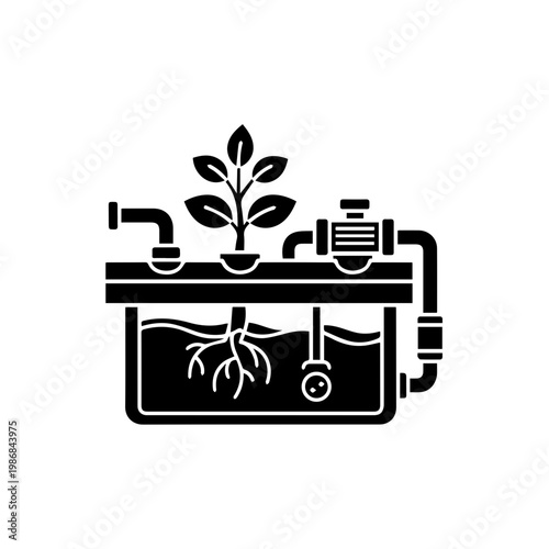 Hydroponic system with a plant growing in water