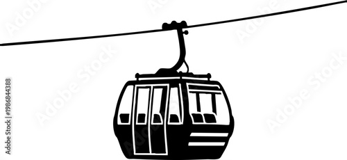 Cable Car Gondola Silhouette Icon Illustration