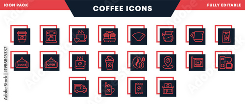 Coffee Shop Line Icon Pack for Website, Apps and UI Interfaces
