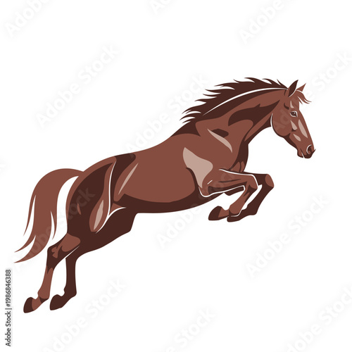 Brown Horse Jumping - Equestrian Sport and Freedom Concept