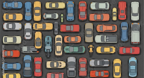 Collection of toy cars arranged on a flat surface.