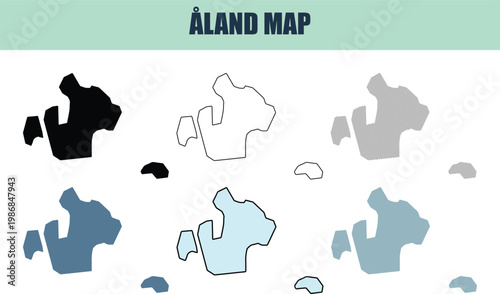 ?land map variations presented in clean graphic design with distinct color palettes for informational use