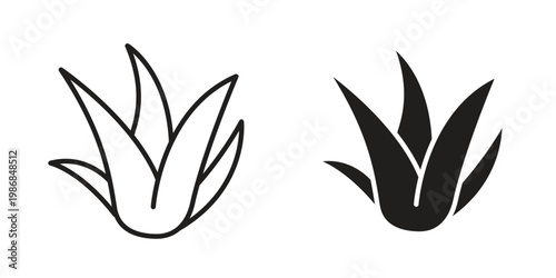 Aloe vera icon design. Editable outlined stroke and solid symbols
