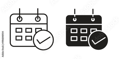 Appointment calendar icon design. Editable outlined stroke and solid symbols