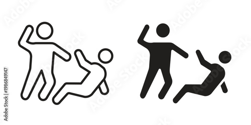 Assault icon design. Editable outlined stroke and solid symbols