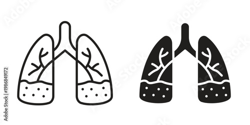 Asthma icon design. Editable outlined stroke and solid symbols