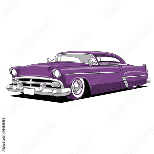 Vintage Purple Lowrider Car - Classic American Automobile