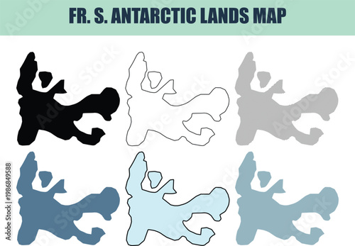 French Southern Antarctic Lands map outlines in various graphic styles for cartographic use