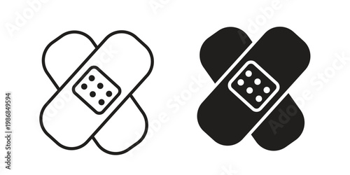 Band aid icon design. Editable outlined stroke and solid symbols