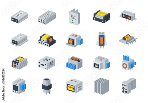 Various industrial electronic devices and components are shown in a detailed illustration.