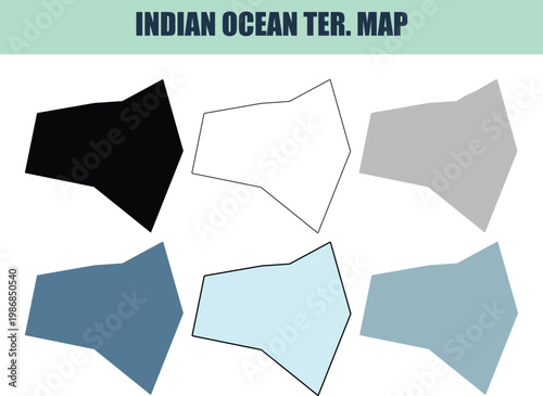 Indian Ocean Territory map outlines in various styles for global navigation planning