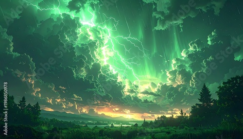 Electric emerald sky storm