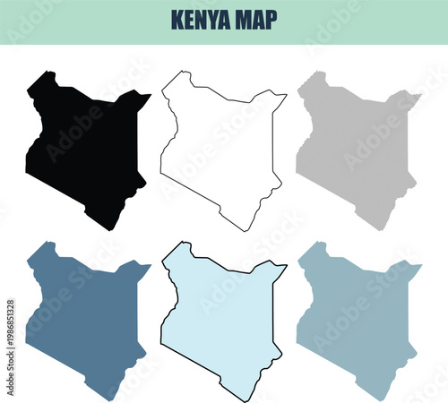 Kenya Map Collection with Diverse Styles and Solid Colors