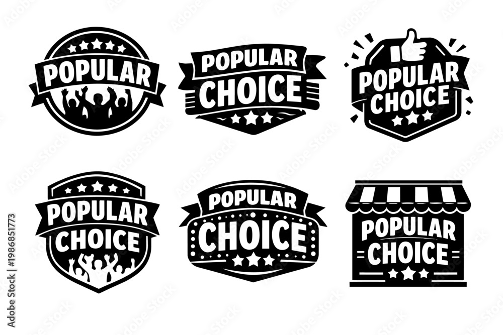 Obraz premium Popular choice emblems set communicating best quality, recommendation, and top consumer selection badges