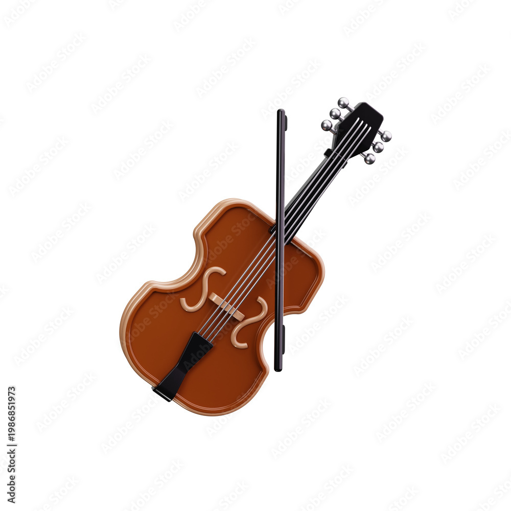 Fotografie violin 3d render icons