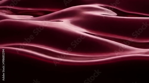 burgundy smooth waves. Melted burgundy metal liquid.