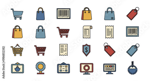 Collection of E-commerce and Shopping Icons for Online Retail.
