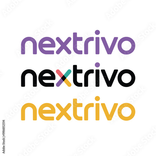 Nextrivo logotypes are displayed in three distinct colors on white.