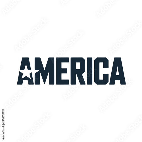 America wordmark incorporates a star into the bold sans serif typeface.