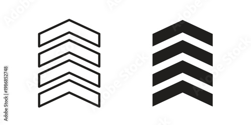Chevrons icon design. Editable outlined stroke and solid symbols