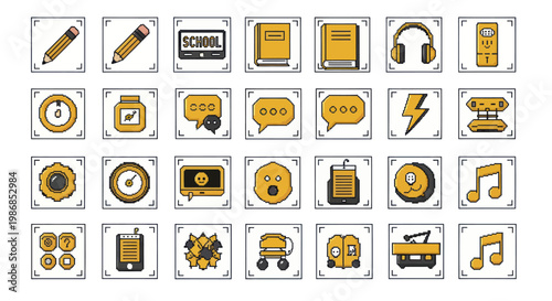 Collection of Hand Drawn Doodle Style Education and School Icons.