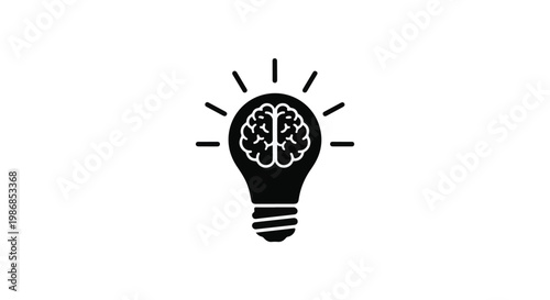 Black light bulb with brain inside