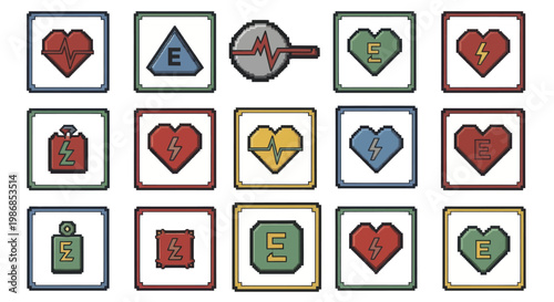 Collection of Medical Health Icons Representing Vital Signs and Health Status.