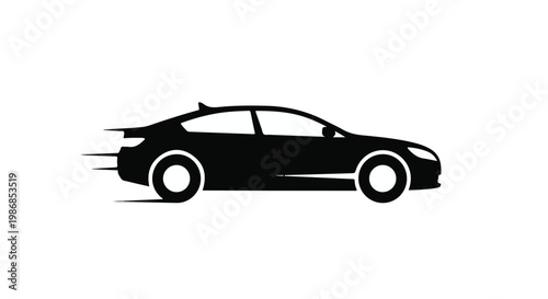 Black silhouette of a speeding car