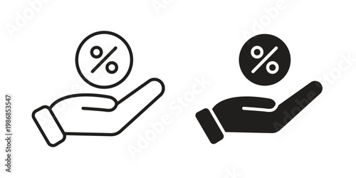 Commission icon design. Editable outlined stroke and solid symbols