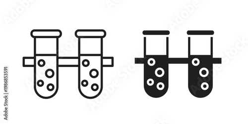 Communicating vessels icon design. Editable outlined stroke and solid symbols