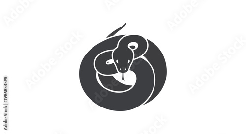 Black snake curled up in a circle