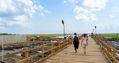 The village of Ganvie in the middle of Lake Nokoué near Cotonou in Benin, West Africa.