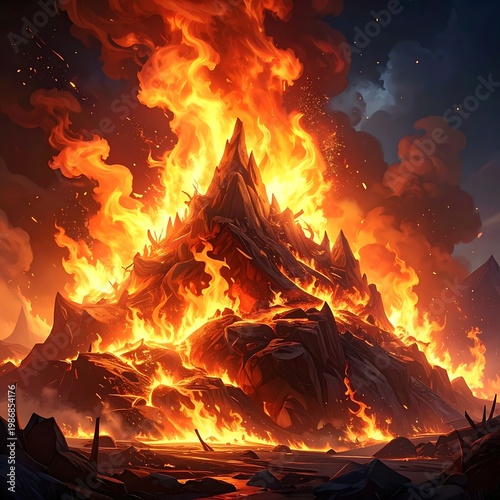 Fiery mountain eruption (1)