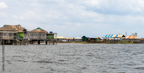 The village of Ganvie in the middle of Lake Nokoué near Cotonou in Benin, West Africa.