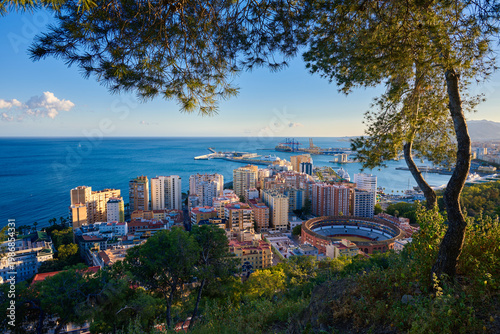 Panoramic view of Malaga city skyline in Spain.