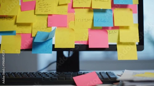 Chaotic Office Desk Corner Crumpled White Paper Balls Spilled Colorful Paperclips Soft Window Light Deadline Aftermath