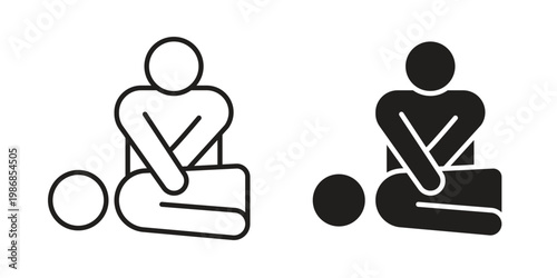 CPR icon design. Editable outlined stroke and solid symbols