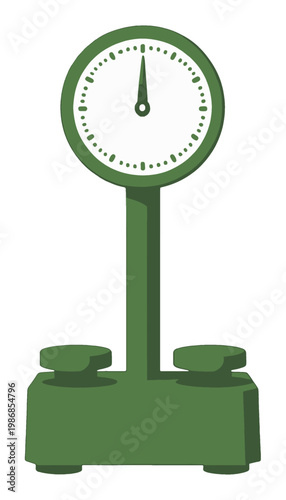 Analog Weight Scale Vector Illustration, Retro-Style Balance Scale with Transparent Background for Health and Wellness Designs