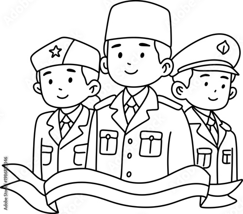 Pancasila Students Group Outline Illustration Design