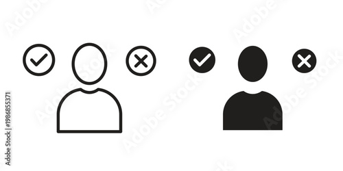 Decision making icon design. Editable outlined stroke and solid symbols