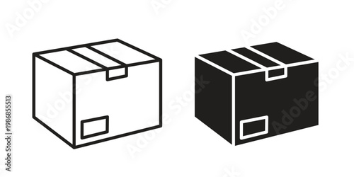 Delivering box icon design. Editable outlined stroke and solid symbols