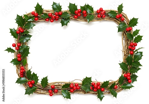 Holly Berry & Twine Frame: Festive Holiday Border