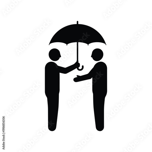 Shared Umbrella Handoff Connection Concept Vector Illustration