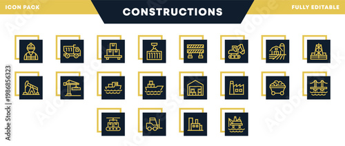 Engineering, Factory and Heavy Equipment Symbols Icons Pack for Website, Apps and UI Interfaces