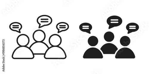 Discussion icon design. Editable outlined stroke and solid symbols