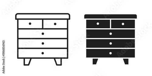 Dresser icon design. Editable outlined stroke and solid symbols