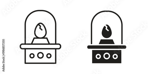 Egg incubator icon design. Editable outlined stroke and solid symbols