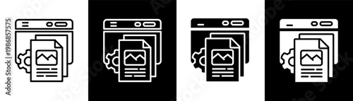 content management white icon set design